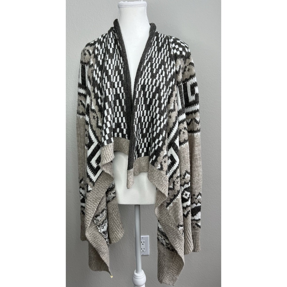 Abercrombie‎ & Fitch szXS S Waterfall Open Front Cardigan Sweater Geometric Wool